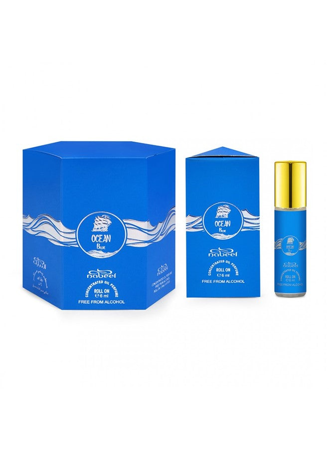 Pack of 6 Nabeel Ocean Blue 6ml Roll On Concentrated Oil Perfume
