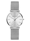 Hannah Martin Women’s Ultra-Thin Stainless Steel Mesh Watch Elegant, Waterproof & Timeless Analog Quartz Design Silver