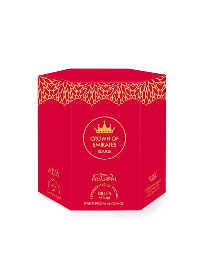 Pack of 6 Nabeel Crown Of Emirates Rouge 6ml Roll On Concentrated Oil Perfume