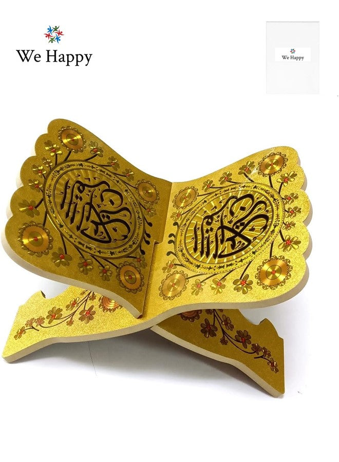 Muslim Al Quran Rehal Stand, Foldable Wooden Holder for Holy Books, Prayers Shelf for Eid, Ramadan, Religious Gift