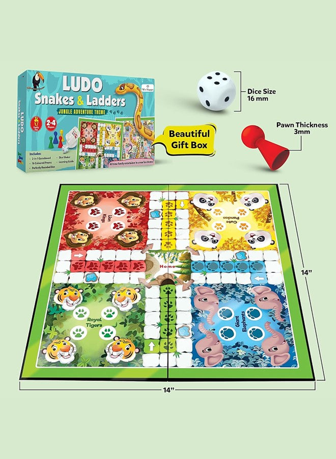 Ludo and Snakes Ladders Board Game Toy Jungle Adventure Theme Fun Family Travel Board Game