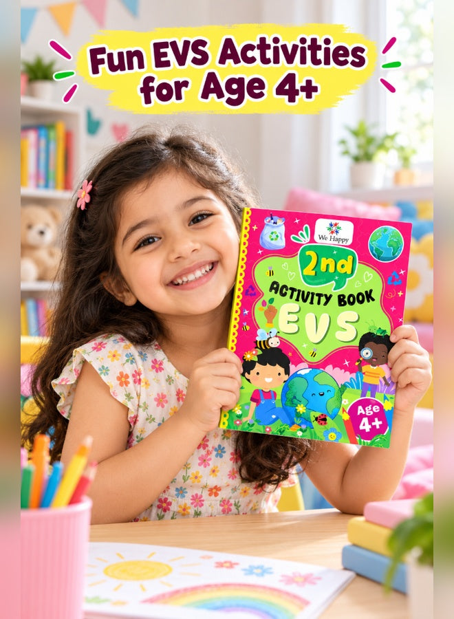 Girl holding We Happy 2nd Activity Book EVS - fun EVS activities for age 4+