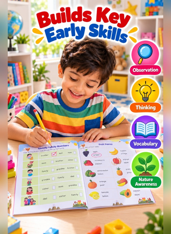 Boy doing We Happy 2nd EVS activities - observation, thinking, vocabulary, nature awareness