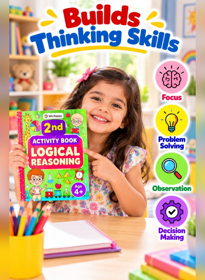 Girl with We Happy 2nd Logical Reasoning book - focus, problem solving, observation, decision making