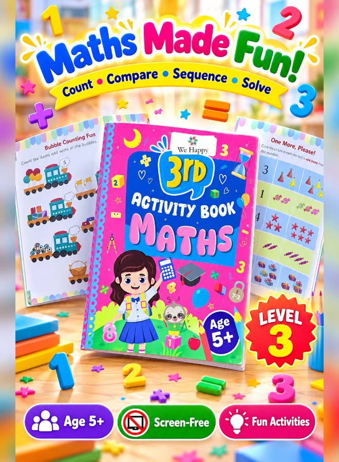 We Happy 3rd Activity Book Maths for Kids Age 5+ - Maths Made Fun, Level 3
