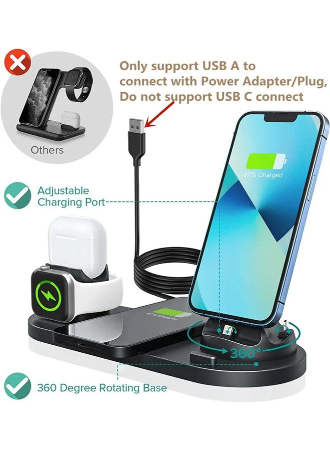 6 in 1 Wireless Charging Stand, Multi-Function Portable Fast Charger Station Pad for Smartphone, Apple Watch and AirPods