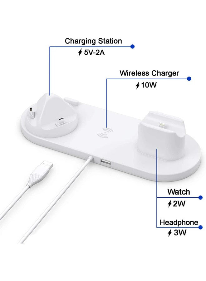 6 in 1 Wireless Charging Stand, Multi-Function Portable Fast Charger Station Pad for Smartphone, Apple Watch and AirPods