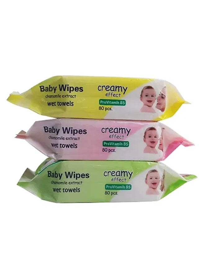 Baby Wipes Cleansing Wet Towels Soft and Gentle, Alcohol Free and Perfect for Sensitive Skin - 80 Pieces Each Pack