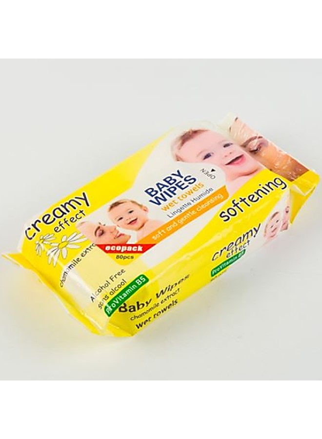 Baby Wipes Cleansing Wet Towels Soft and Gentle, Alcohol Free and Perfect for Sensitive Skin - 80 Pieces Each Pack
