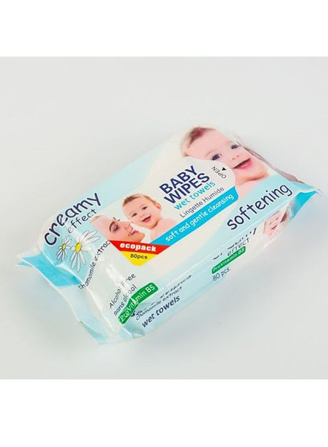 Baby Wipes Cleansing Wet Towels Soft and Gentle, Alcohol Free and Perfect for Sensitive Skin - 80 Pieces Each Pack