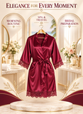 World of Asmara Ladies Satin Kimono Robe – Lace Trim Nightwear & Bridesmaid Robe