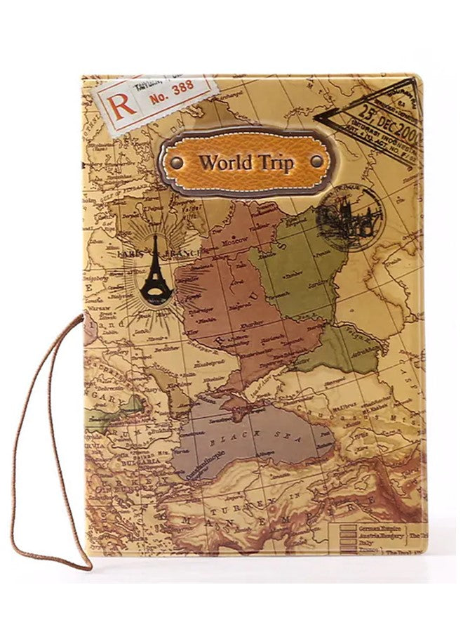 We Happy The World Map Waterproof Passport Cover – Travel Wallet Ticket Holder, Slim Organizer for Passport & Documents, Unisex Travel Accessory