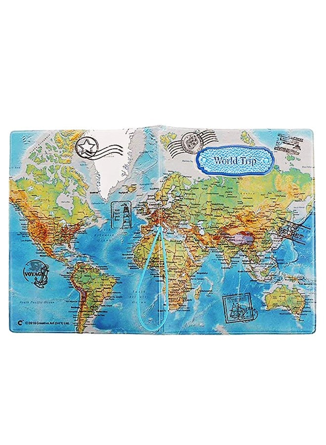 We Happy The World Map Waterproof Passport Cover – Travel Wallet Ticket Holder, Slim Organizer for Passport & Documents, Unisex Travel Accessory