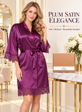 World of Asmara Ladies Satin Kimono Robe – Lace Trim Nightwear & Bridesmaid Robe