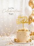 Happy Birthday Cake Topper | Premium Mirrored Acrylic Cake Decoration | Elegant Reusable Party Decor