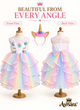 Asmara Girls Unicorn Princess Birthday Party Costume – Floral Maxi Dress