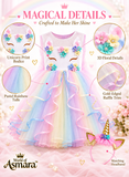 Asmara Girls Unicorn Princess Birthday Party Costume – Floral Maxi Dress