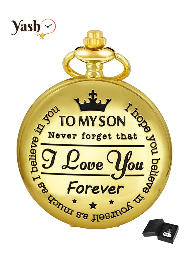 Yash Pocket Watch - Elegant Engraved Pocket Watch for Son | Thoughtful Gift from Mom | Timeless Keepsake for Birthday, Graduation, or Special Occasions