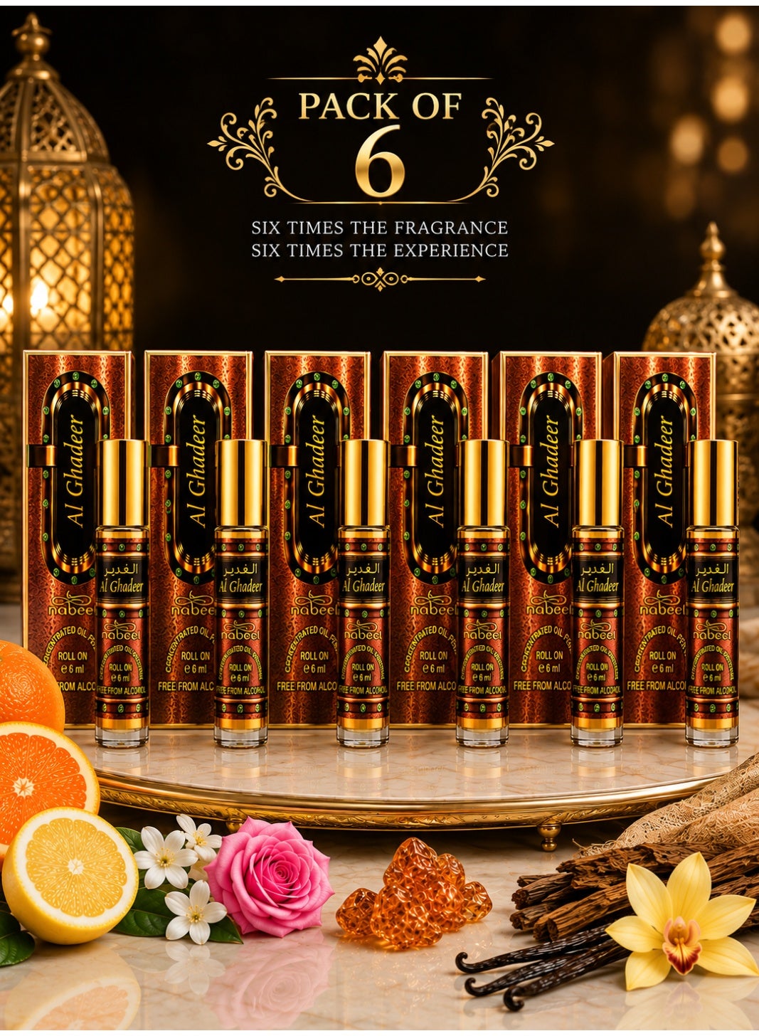 Nabeel Al Ghadeer Alcohol-Free Roll-On Perfume Oil 6ml - 6 Pack - photo 1
