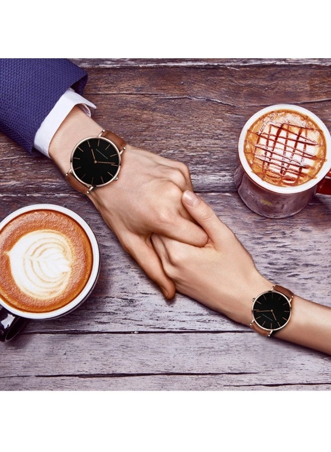 Hannah Martin Women's Leather Strap Watch Black Dial Brown Strap - photo 11