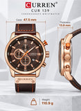 CURREN Men’s Chronograph Quartz Watch – Brown Leather, Date & 3ATM Water Resistance