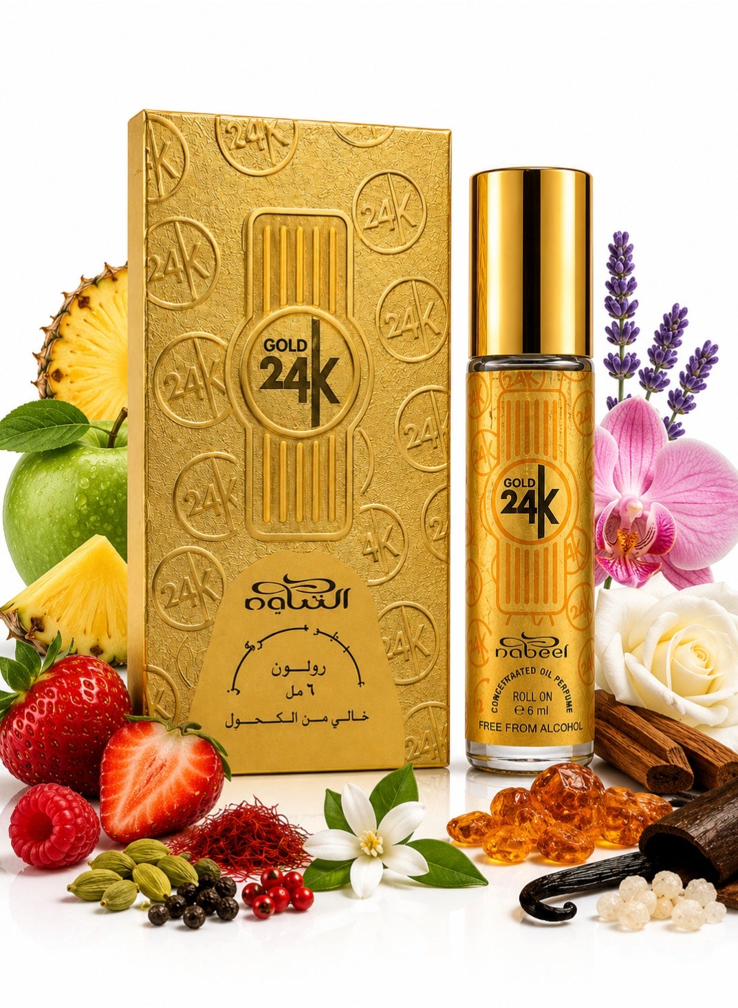 Nabeel Gold 24K Alcohol-Free Roll-On Perfume Oil 6ml - 4 Pack - photo 2