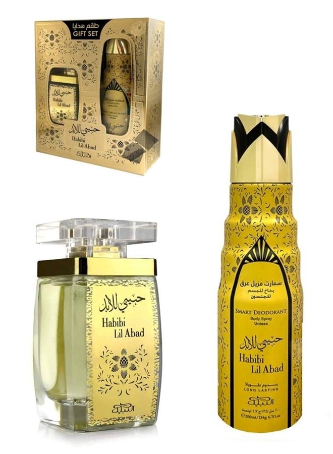 Nabeel Habibi Lil Abad Premium Gift Set Long-Lasting 100ML Eau De Parfum and 200ML Deodorant Duo for Signature All-Day Freshness