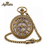 Asmara Classic Retro Vintage Design Quartz Pocket Watch with 30 cm FOB Chain