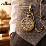 Asmara Classic Retro Vintage Design Quartz Pocket Watch with 30 cm FOB Chain