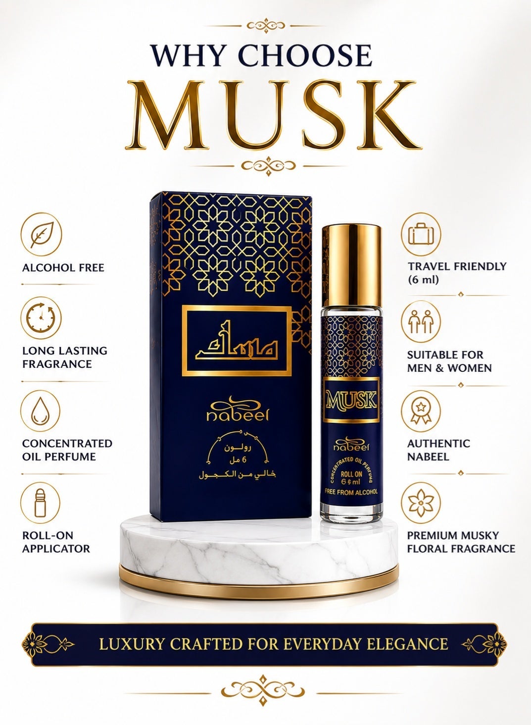 Nabeel Musk Alcohol-Free Roll-On Perfume Oil 6ml - 3 Pack - photo 7