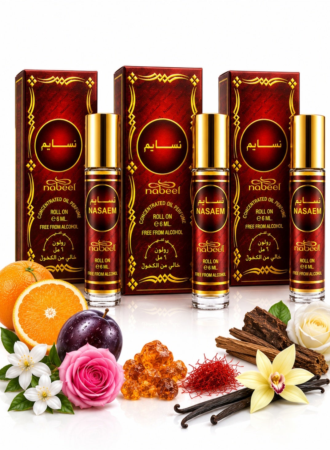 Nabeel Nasaem Alcohol-Free Roll-On Perfume Oil 6ml - 3 Pack - photo 1