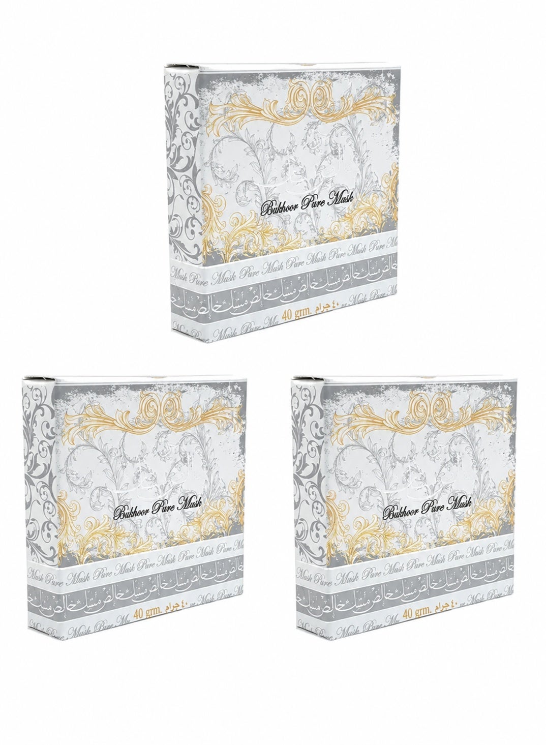 Pack of 3 Ard Al Zaafaran Pure Musk Bakhoor 40g Premium Long-Lasting Arabic Incense for Home, Office and Prayer