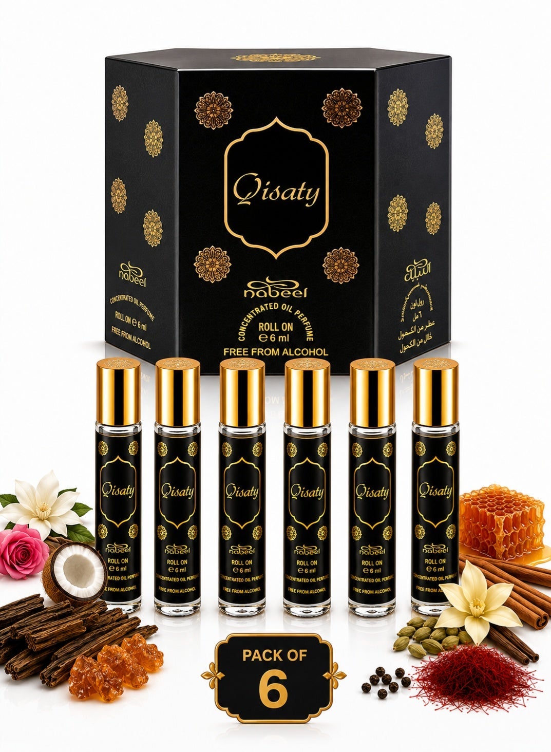 Nabeel Qisaty Alcohol-Free Roll-On Perfume Oil 6ml - 6 Pack - photo 1