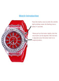Geneva LED Jelly Silicone Luminous Diamond Fashion Trend Men or Women Watch