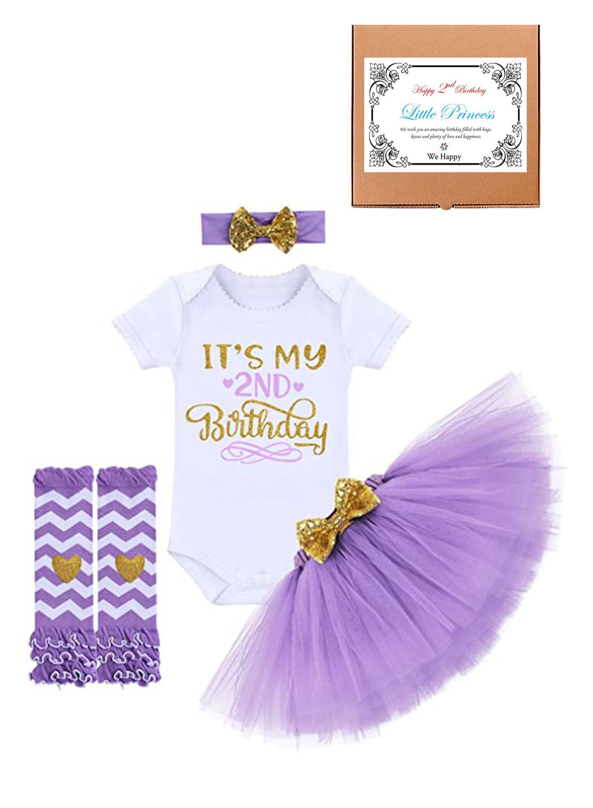 We Happy 2nd Birthday Party Fancy Dress Two Year Photography Costume Prop 4 Pcs Set