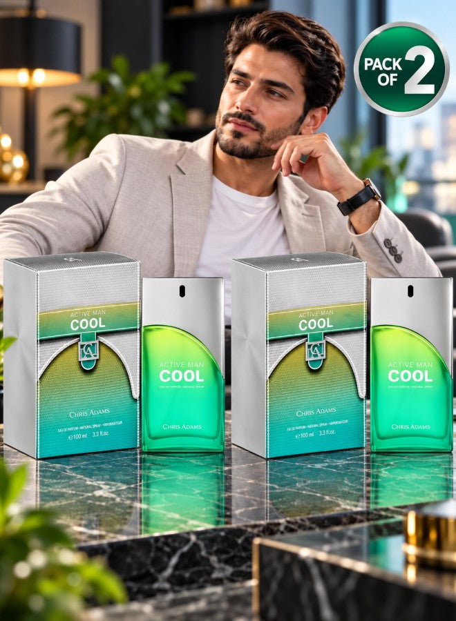 Chris Adams Active Man Cool Eau De Parfum 100ML Pack of 2
