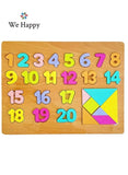 We Happy 28 Pieces Wooden Montessori Toys for Kids – ABC 123 Puzzle Board, Preschool Educational Learning Toy for 3 4 5 Year Old Boys Girls, Alphabet & Number Wooden Toys, Birthday Gift