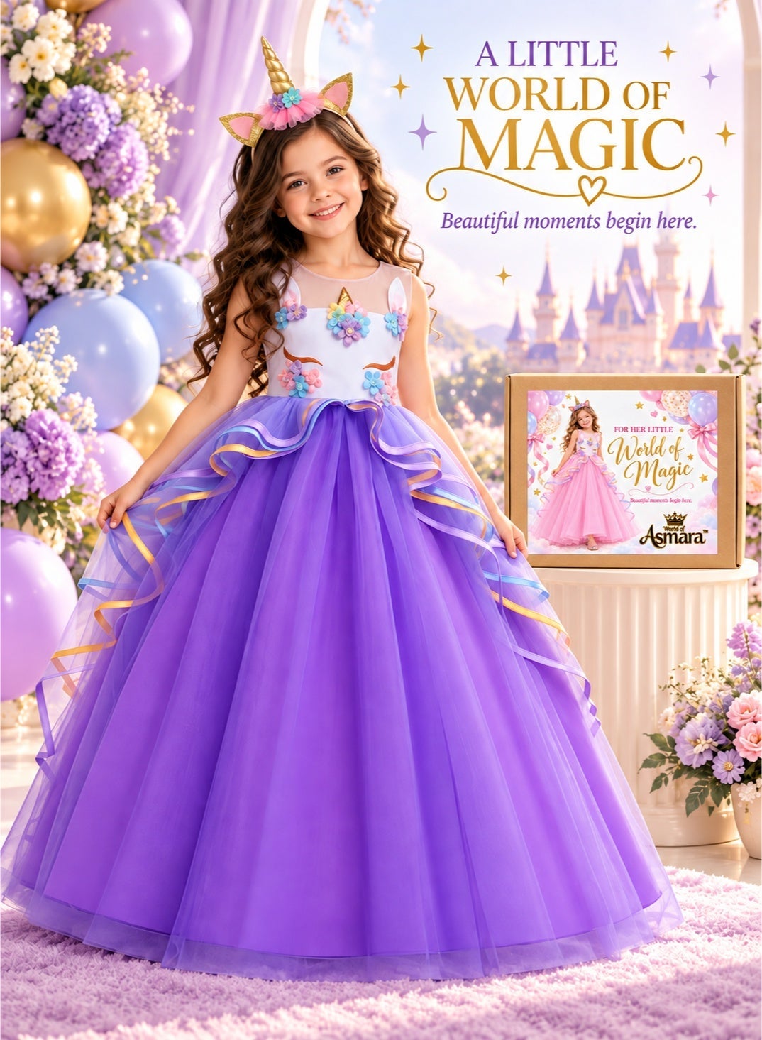 World of Asmara unicorn princess maxi dress - Purple