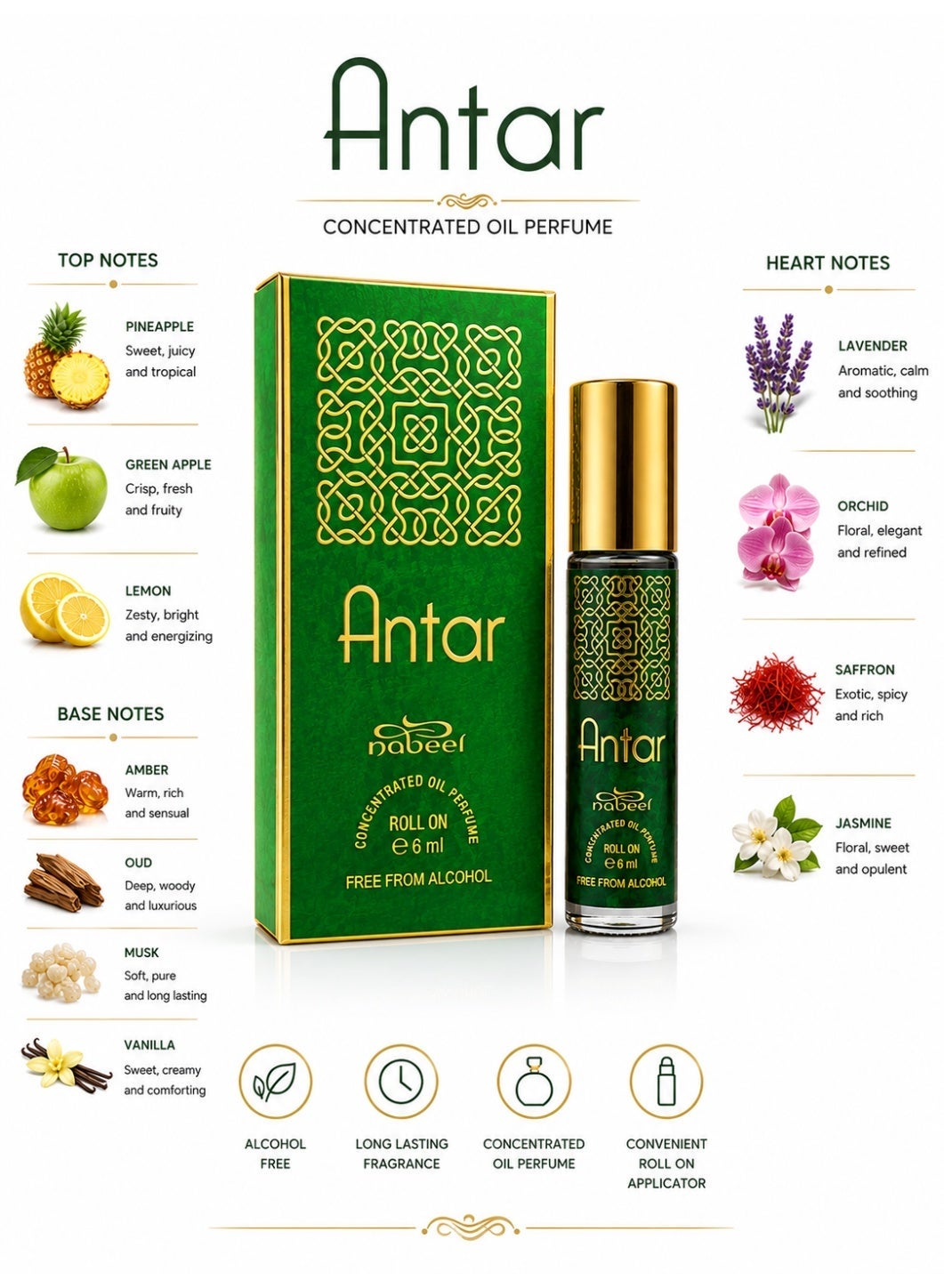 Nabeel Antar Alcohol-Free Roll-On Perfume Oil 6ml - 6 Pack - photo 2