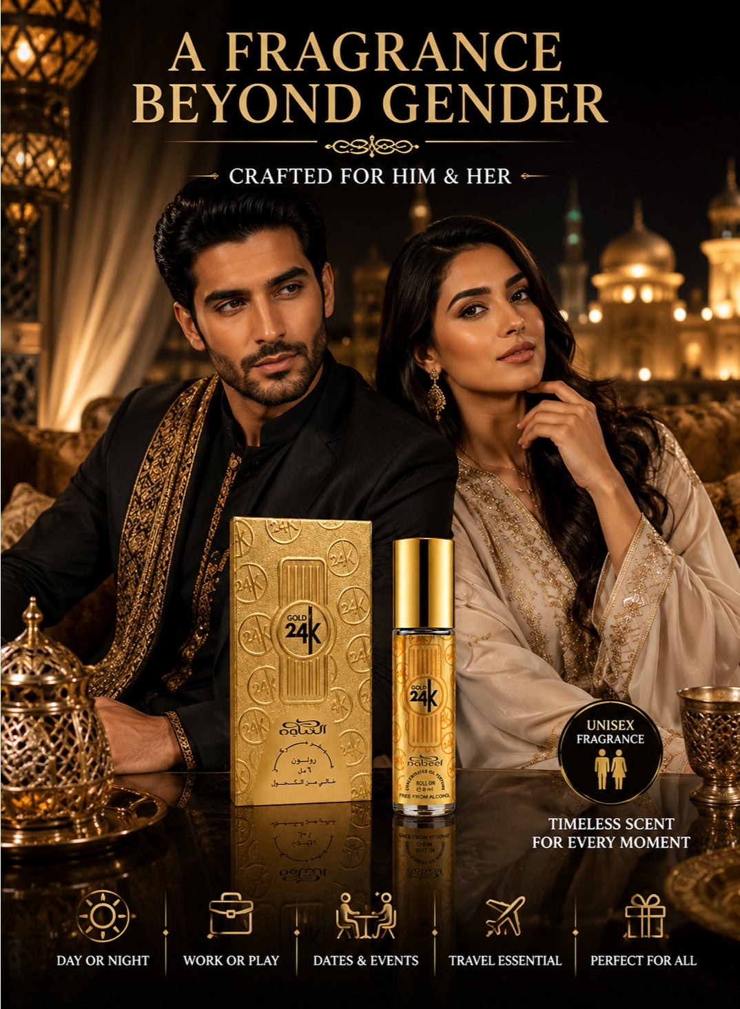 Nabeel Gold 24K Alcohol-Free Roll-On Perfume Oil 6ml - 1 Pack - photo 5