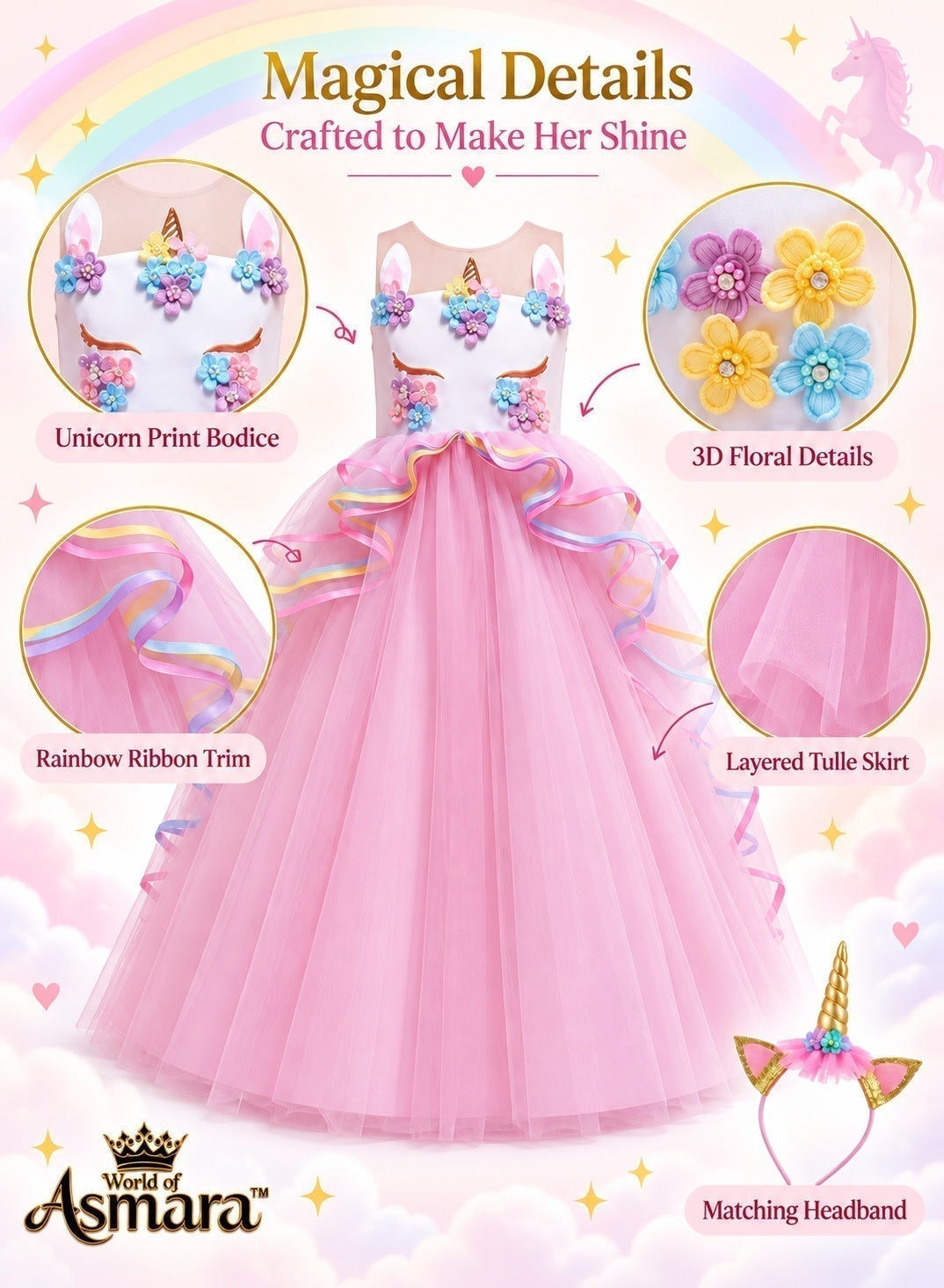 World of Asmara unicorn princess maxi dress - Pink - photo 3