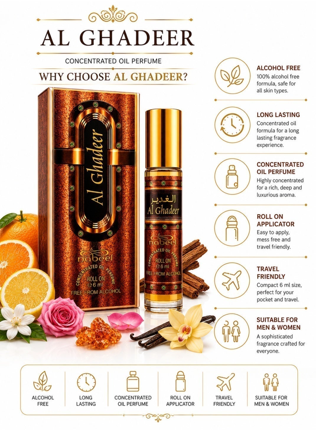 Nabeel Al Ghadeer Alcohol-Free Roll-On Perfume Oil 6ml - 1 Pack - photo 5
