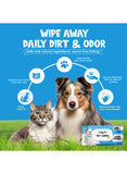 Caych Pet Wipes for Dogs Cats 80 Pcs – Antibacterial Biodegradable Hypoallergenic Grooming Wipes – Deodorizing, Eco-Friendly, Safe for Puppies, Kittens and Senior Pets – Daily Cleaning and Skin Care