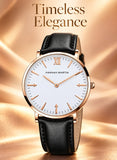 Hannah Martin Black Gold leather watch - Timeless Elegance