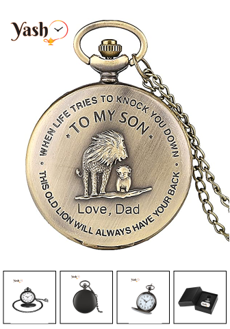 Yash Pocket Watch - Elegant Engraved Pocket Watch for Son | Thoughtful Gift from Mom | Timeless Keepsake for Birthday, Graduation, or Special Occasions