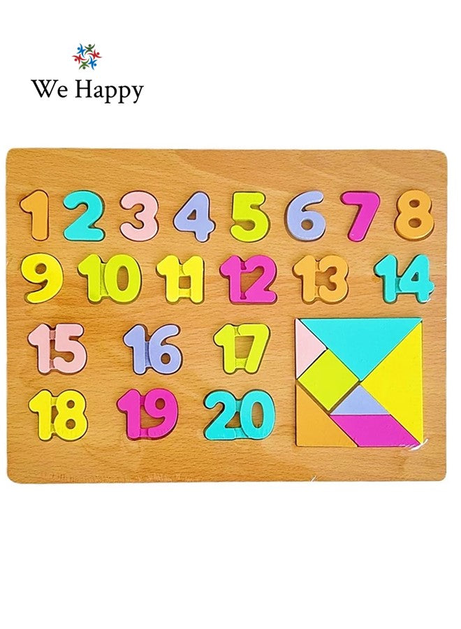 62 Pieces Wooden Learning ABC 123 Puzzle, Early Education Activity Numbers Alphabets Board Toy for Toddlers