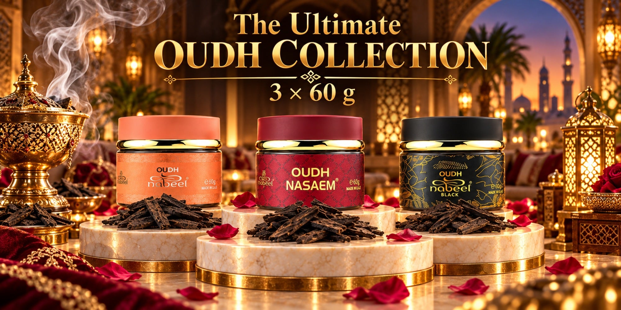 Nabeel Ultimate Oudh Bakhoor collection 3 x 60g