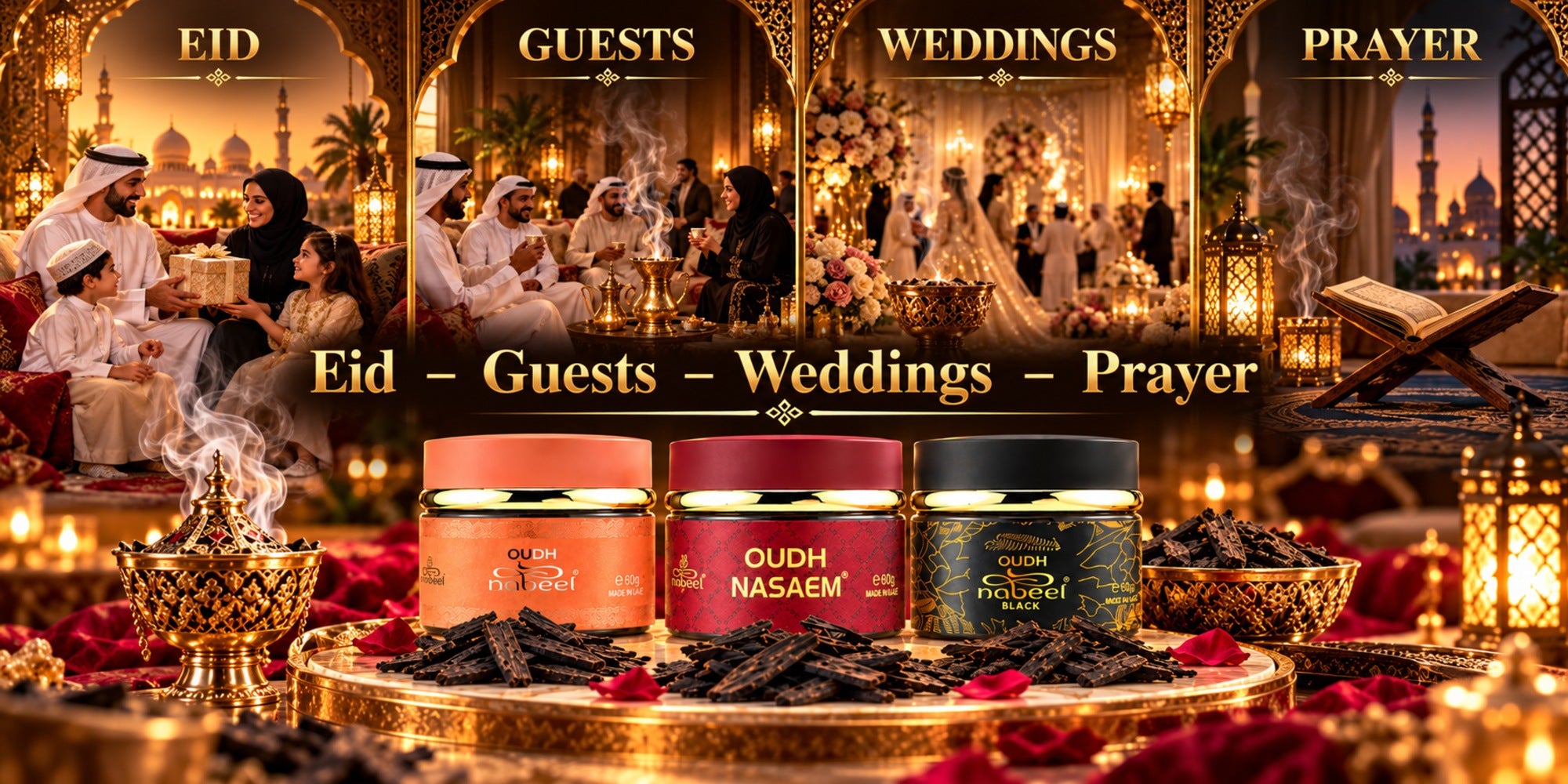 Oudh bakhoor for Eid, guests, weddings and prayer