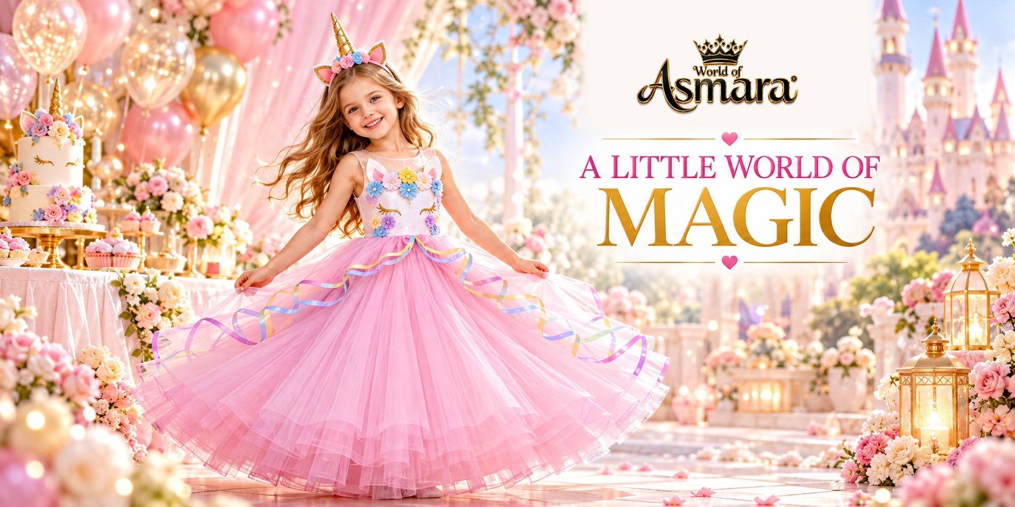 World of Asmara girls unicorn princess birthday gown