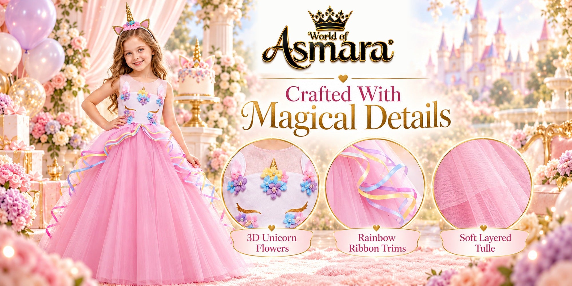 Unicorn princess dress details